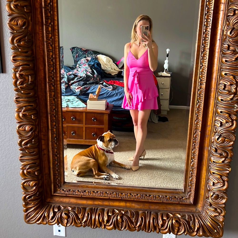 Hot pink dress with shorts under